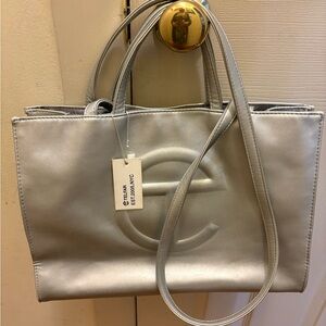 Telfar Metallic Silver Tote Bag